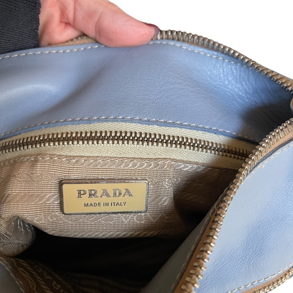 Prada Vitello Daino Blue Leather Hobo Bag - Picture 13 of 14